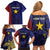 Personalised PNG Milne Bay Province Family Matching Off Shoulder Short Dress and Hawaiian Shirt Bird of Paradise Tattoo Flag Motif - Polynesian Pride
