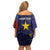 Personalised PNG Milne Bay Province Family Matching Off Shoulder Short Dress and Hawaiian Shirt Bird of Paradise Tattoo Flag Motif - Polynesian Pride