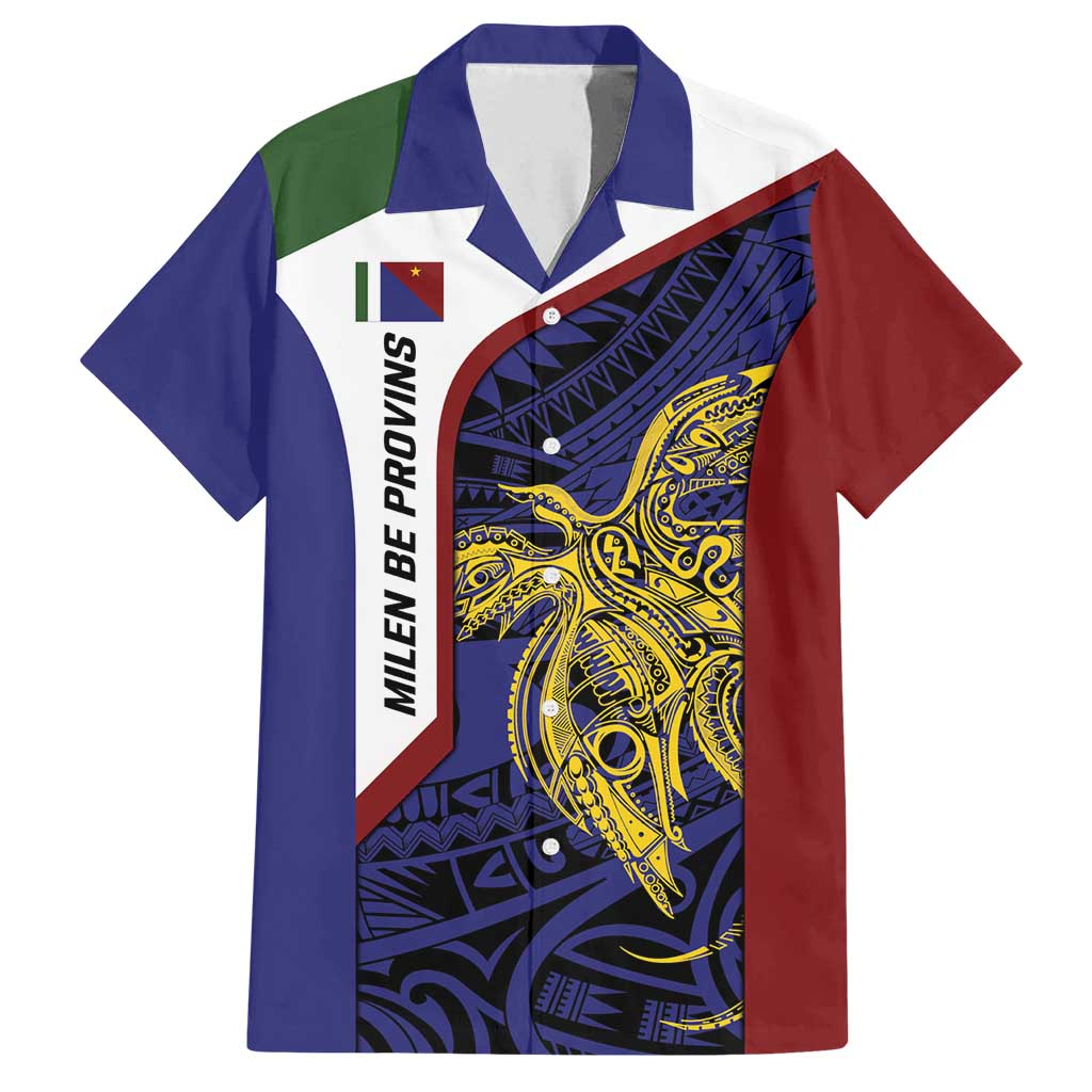 Personalised PNG Milne Bay Province Family Matching Summer Maxi Dress and Hawaiian Shirt Bird of Paradise Tattoo Flag Motif LT9 Dad's Shirt - Short Sleeve Blue - Polynesian Pride