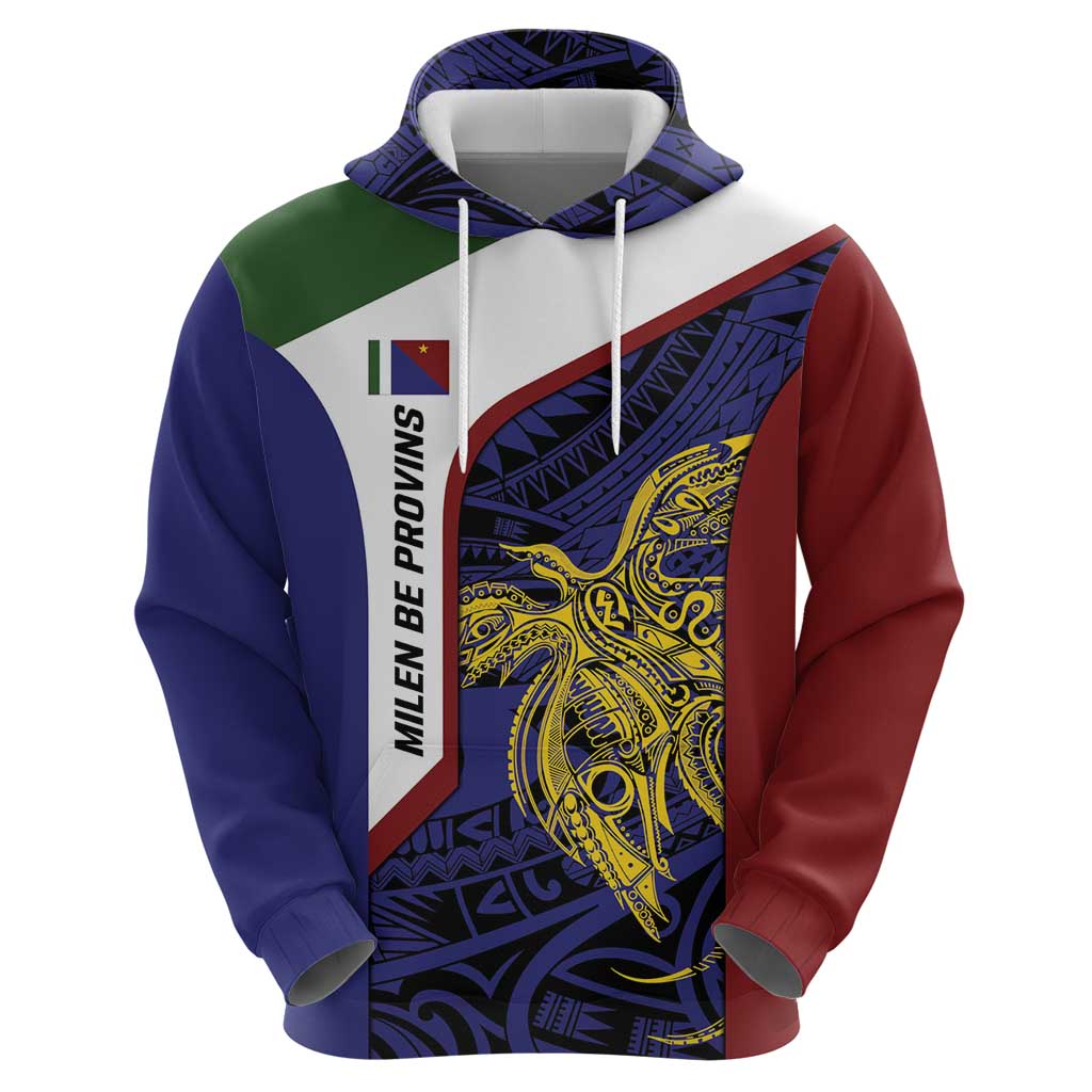 Personalised PNG Milne Bay Province Hoodie Bird of Paradise Tattoo Flag Motif - Polynesian Pride