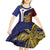 Personalised PNG Milne Bay Province Kid Short Sleeve Dress Bird of Paradise Tattoo Flag Motif - Polynesian Pride