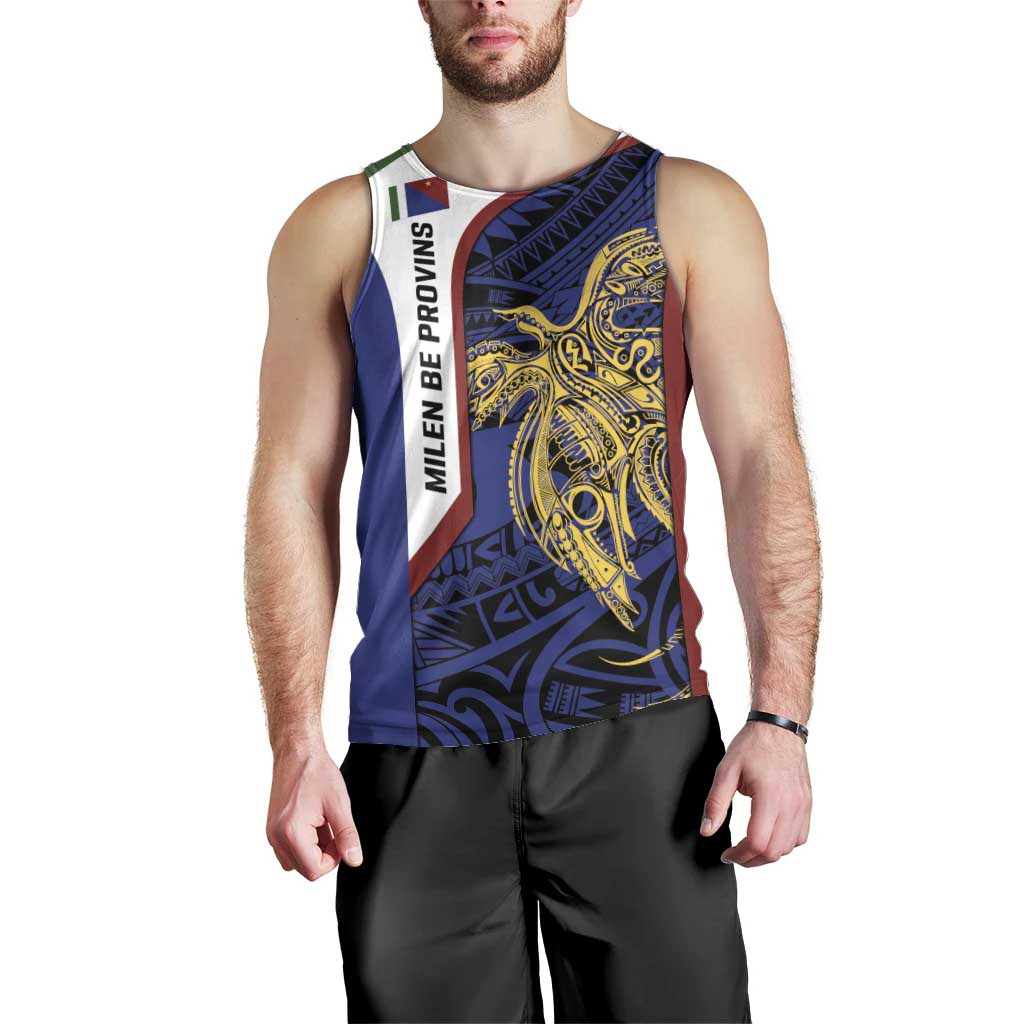 Personalised PNG Milne Bay Province Men Tank Top Bird of Paradise Tattoo Flag Motif - Polynesian Pride