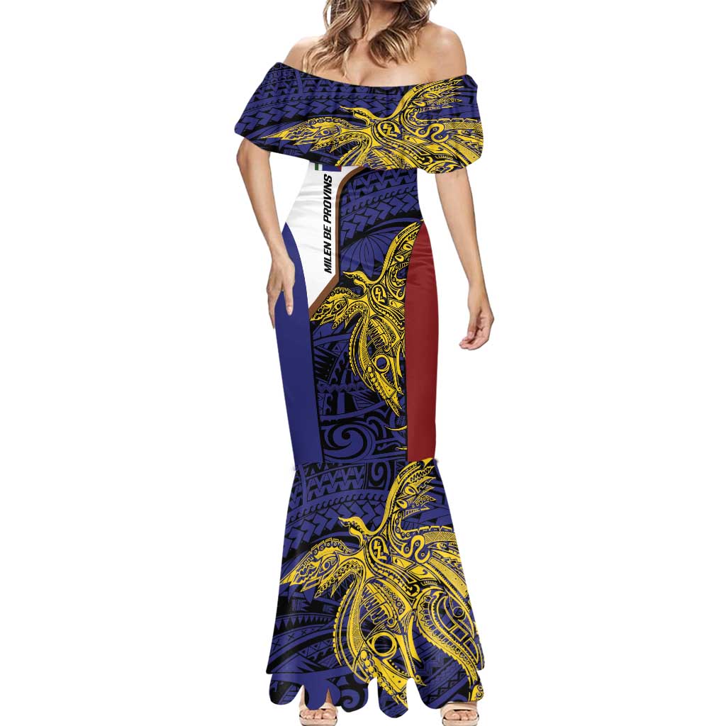 Personalised PNG Milne Bay Province Mermaid Dress Bird of Paradise Tattoo Flag Motif - Polynesian Pride