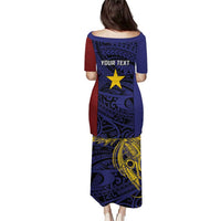 Personalised PNG Milne Bay Province Puletasi Bird of Paradise Tattoo Flag Motif - Polynesian Pride