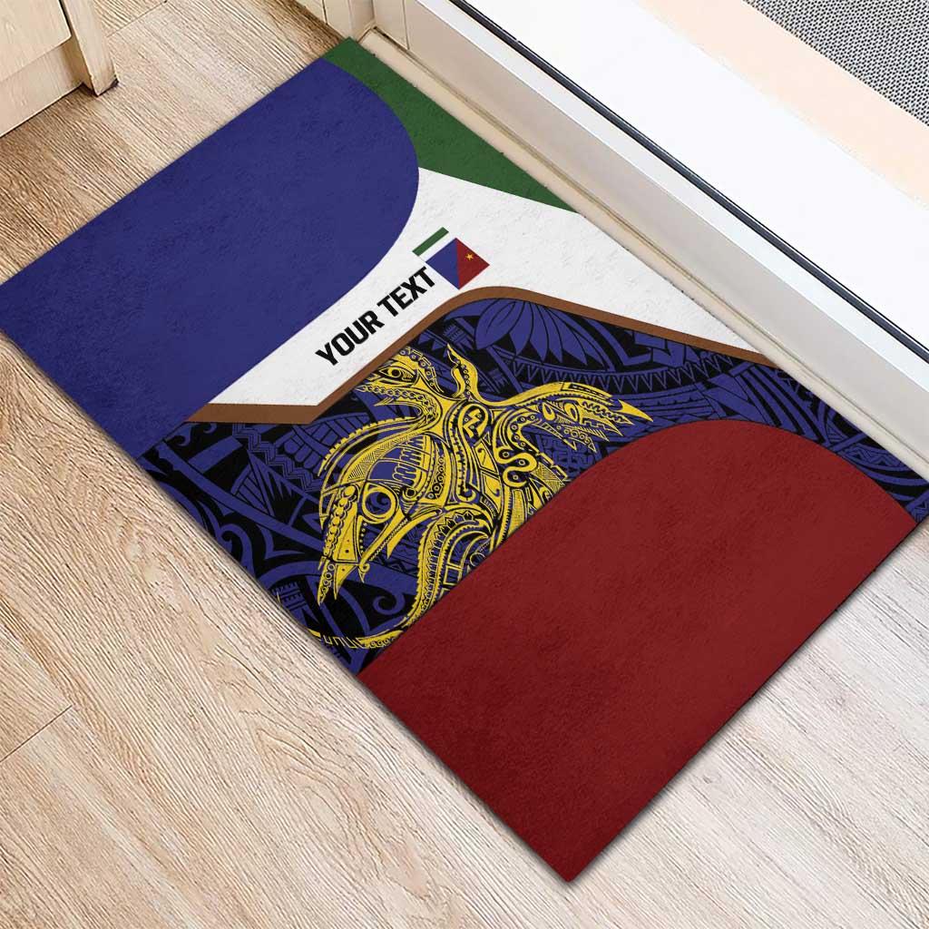 Personalised PNG Milne Bay Province Rubber Doormat Bird of Paradise Tattoo Flag Motif - Polynesian Pride