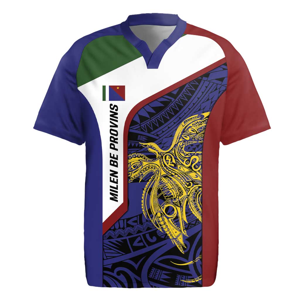 Personalised PNG Milne Bay Province Rugby Jersey Bird of Paradise Tattoo Flag Motif - Polynesian Pride