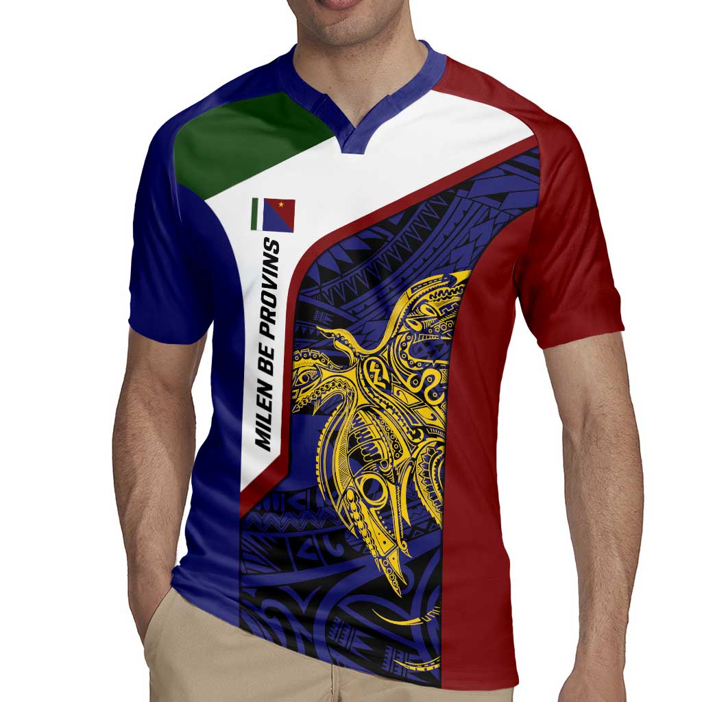 Personalised PNG Milne Bay Province Rugby Jersey Bird of Paradise Tattoo Flag Motif - Polynesian Pride