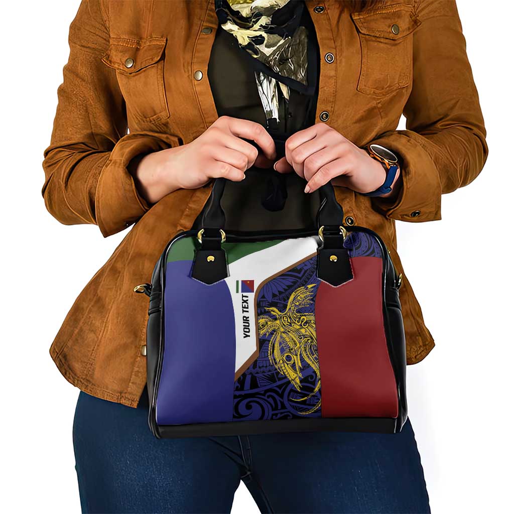 Personalised PNG Milne Bay Province Shoulder Handbag Bird of Paradise Tattoo Flag Motif - Polynesian Pride