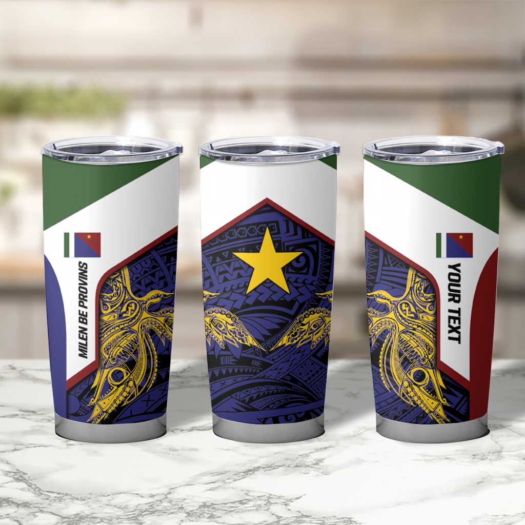 Personalised PNG Milne Bay Province Tumbler Cup Bird of Paradise Tattoo Flag Motif - Polynesian Pride
