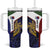 Personalised PNG Milne Bay Province Tumbler With Handle Bird of Paradise Tattoo Flag Motif - Polynesian Pride