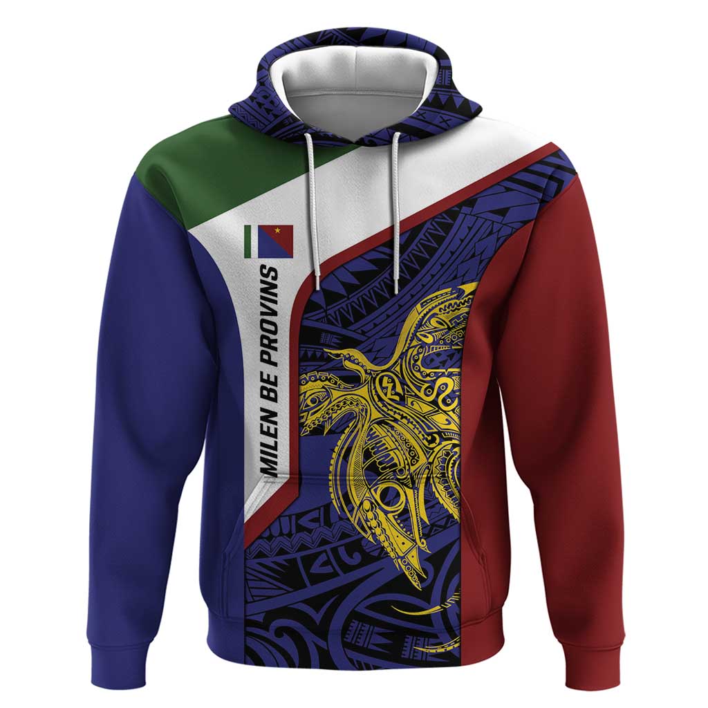 Personalised PNG Milne Bay Province Zip Hoodie Bird of Paradise Tattoo Flag Motif - Polynesian Pride