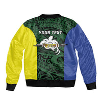 Personalised PNG Morobe Province Bomber Jacket Bird of Paradise Tattoo Flag Motif - Polynesian Pride