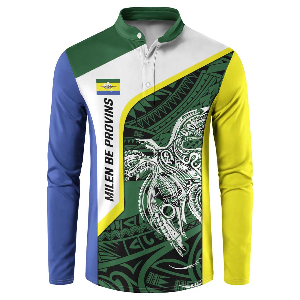 Personalised PNG Morobe Province Button Sweatshirt Bird of Paradise Tattoo Flag Motif - Polynesian Pride