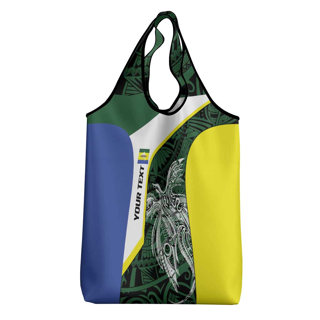 Personalised PNG Morobe Province Grocery Bag Bird of Paradise Tattoo Flag Motif - Polynesian Pride