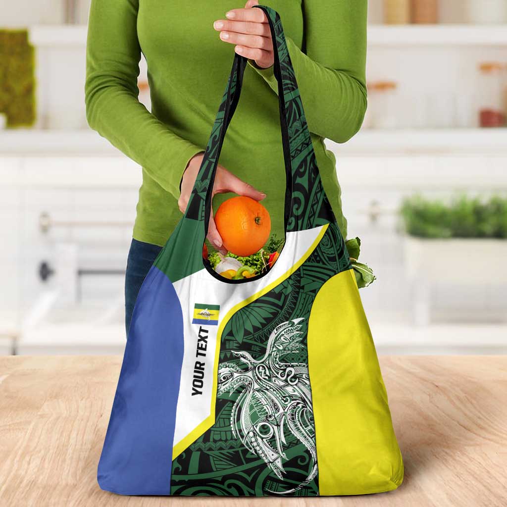 Personalised PNG Morobe Province Grocery Bag Bird of Paradise Tattoo Flag Motif - Polynesian Pride