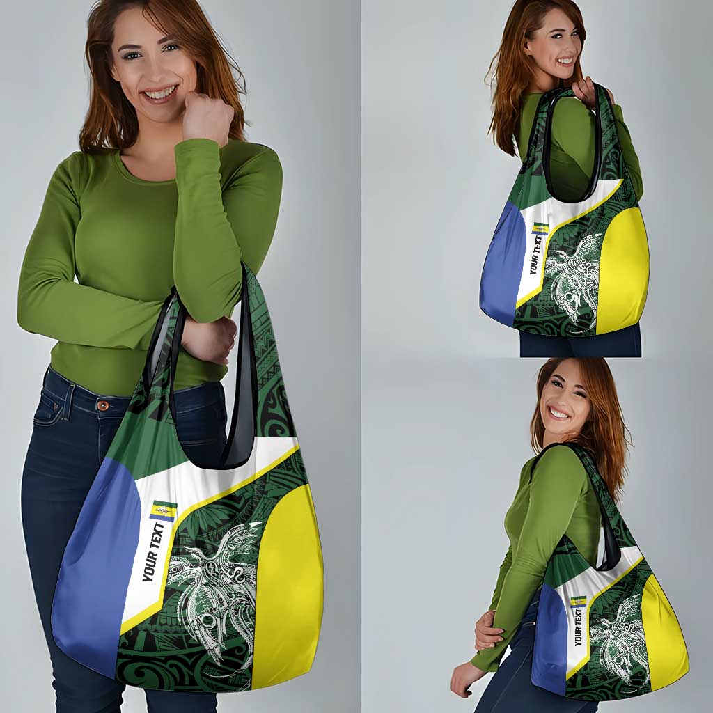 Personalised PNG Morobe Province Grocery Bag Bird of Paradise Tattoo Flag Motif - Polynesian Pride