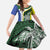 Personalised PNG Morobe Province Kid Short Sleeve Dress Bird of Paradise Tattoo Flag Motif - Polynesian Pride