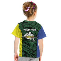 Personalised PNG Morobe Province Kid T Shirt Bird of Paradise Tattoo Flag Motif - Polynesian Pride