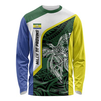 Personalised PNG Morobe Province Long Sleeve Shirt Bird of Paradise Tattoo Flag Motif - Polynesian Pride