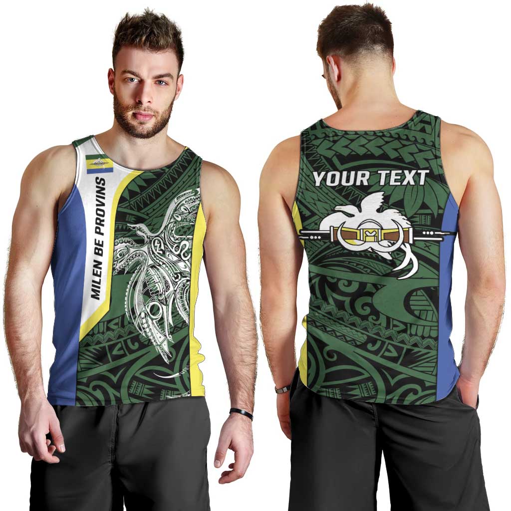 Personalised PNG Morobe Province Men Tank Top Bird of Paradise Tattoo Flag Motif - Polynesian Pride