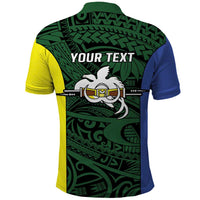 Personalised PNG Morobe Province Polo Shirt Bird of Paradise Tattoo Flag Motif - Polynesian Pride