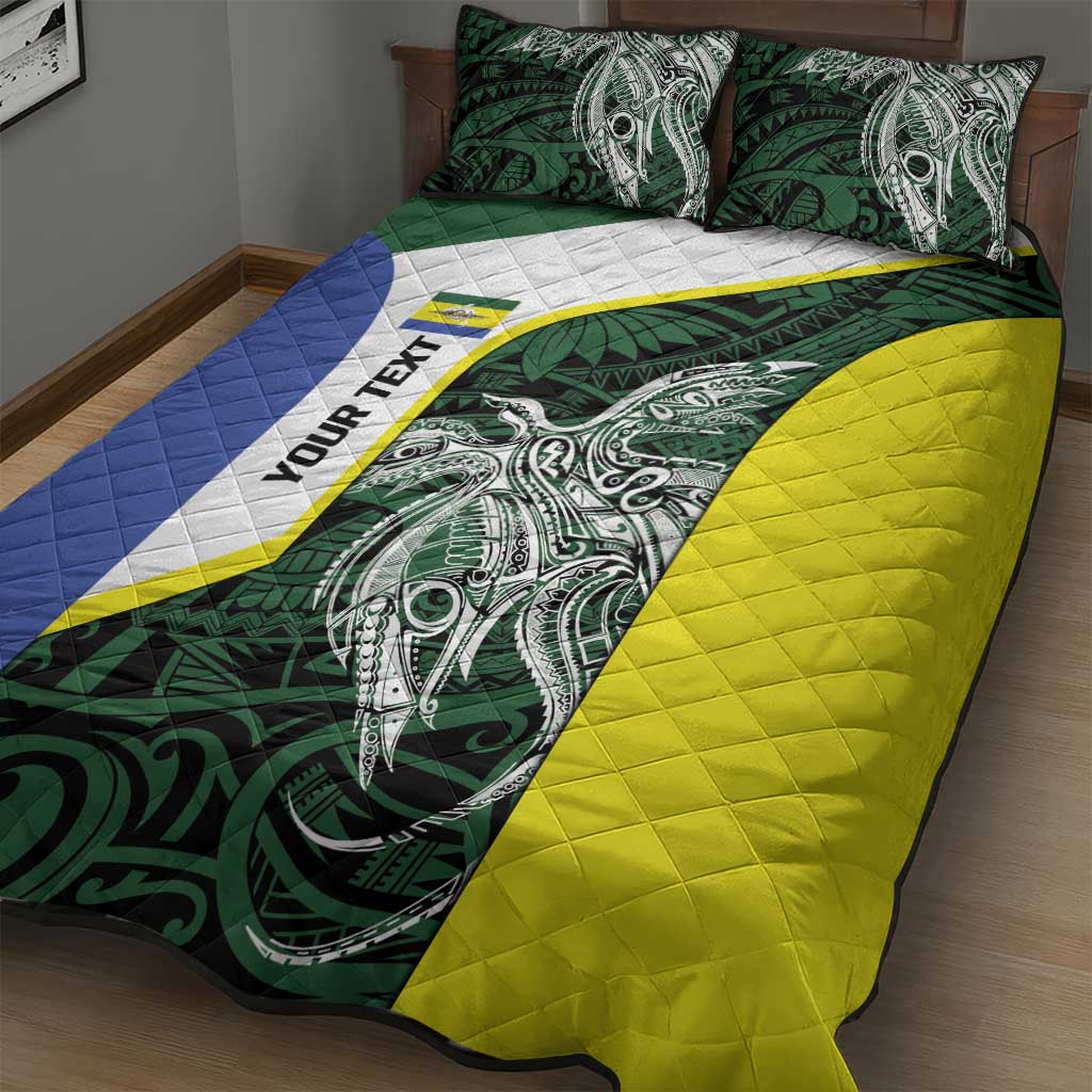 Personalised PNG Morobe Province Quilt Bed Set Bird of Paradise Tattoo Flag Motif - Polynesian Pride