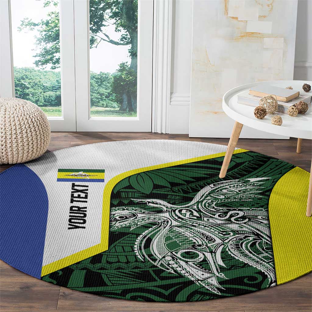 Personalised PNG Morobe Province Round Carpet Bird of Paradise Tattoo Flag Motif - Polynesian Pride