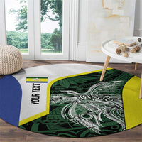 Personalised PNG Morobe Province Round Carpet Bird of Paradise Tattoo Flag Motif - Polynesian Pride