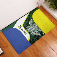 Personalised PNG Morobe Province Rubber Doormat Bird of Paradise Tattoo Flag Motif - Polynesian Pride