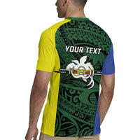 Personalised PNG Morobe Province Rugby Jersey Bird of Paradise Tattoo Flag Motif - Polynesian Pride
