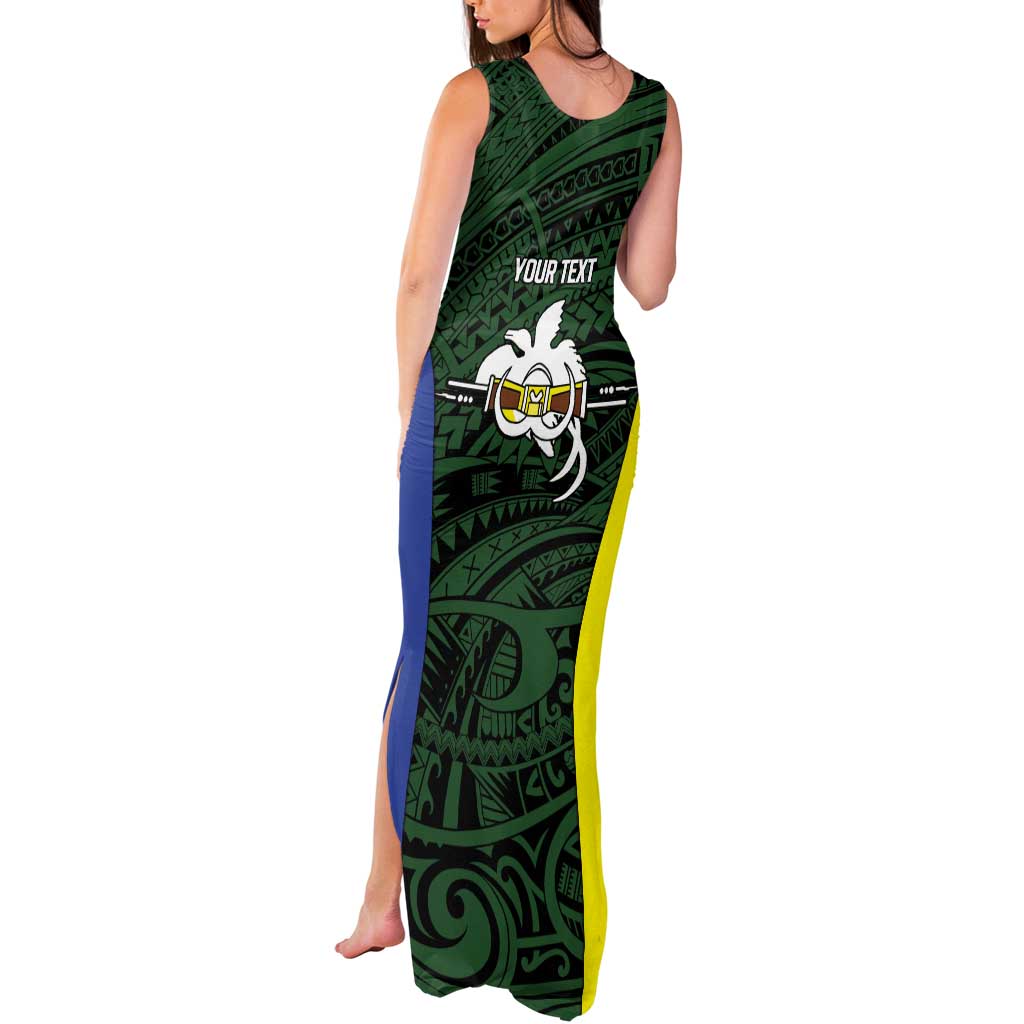 Personalised PNG Morobe Province Tank Maxi Dress Bird of Paradise Tattoo Flag Motif - Polynesian Pride