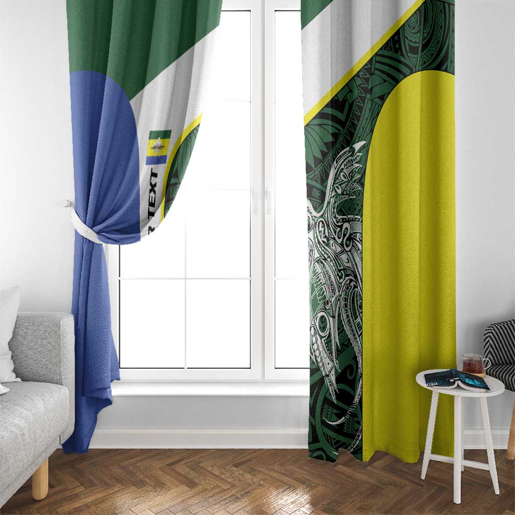 Personalised PNG Morobe Province Window Curtain Bird of Paradise Tattoo Flag Motif - Polynesian Pride