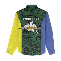 Personalised PNG Morobe Province Women Casual Shirt Bird of Paradise Tattoo Flag Motif - Polynesian Pride