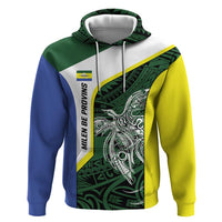 Personalised PNG Morobe Province Zip Hoodie Bird of Paradise Tattoo Flag Motif - Polynesian Pride