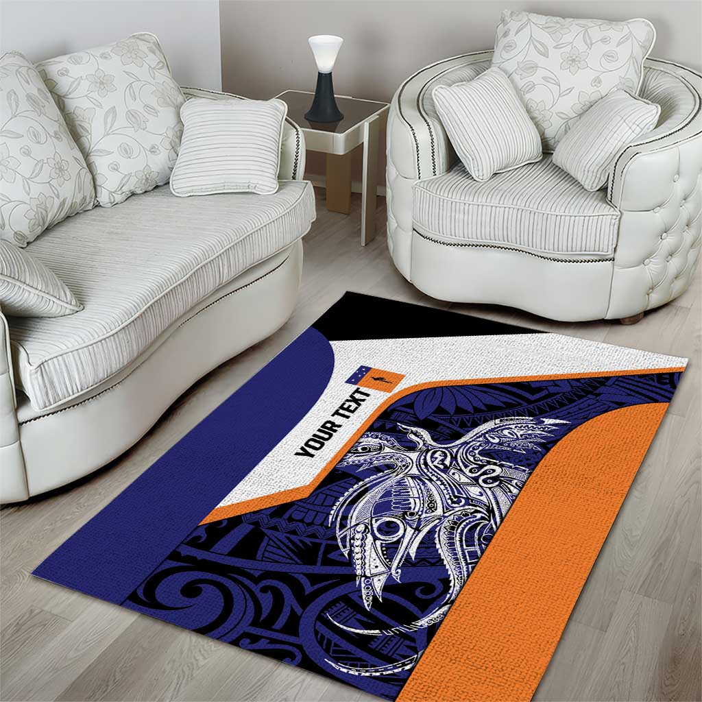 Personalised PNG New Ireland Area Rug Bird of Paradise Tattoo Flag Motif - Polynesian Pride