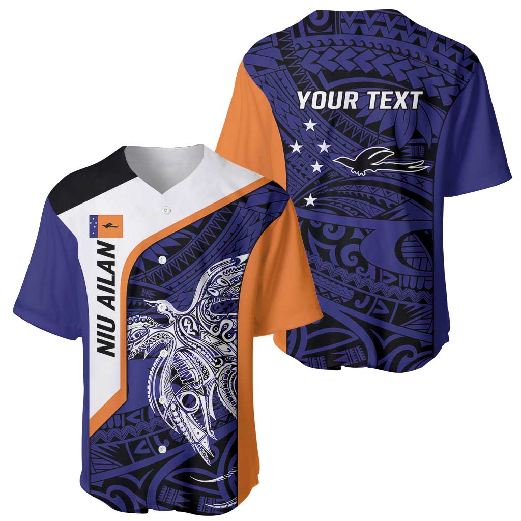 Personalised PNG New Ireland Baseball Jersey Bird of Paradise Tattoo Flag Motif - Polynesian Pride
