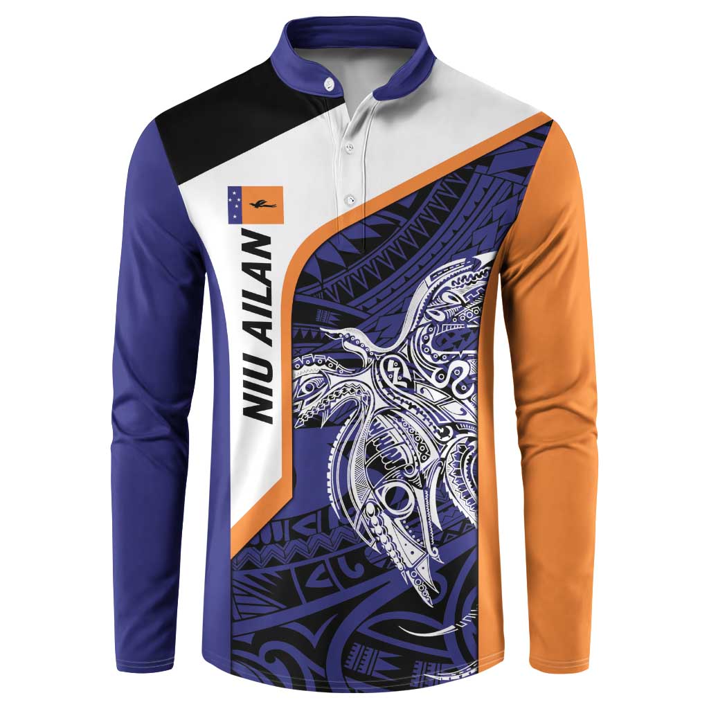 Personalised PNG New Ireland Button Sweatshirt Bird of Paradise Tattoo Flag Motif LT9 Orange - Polynesian Pride