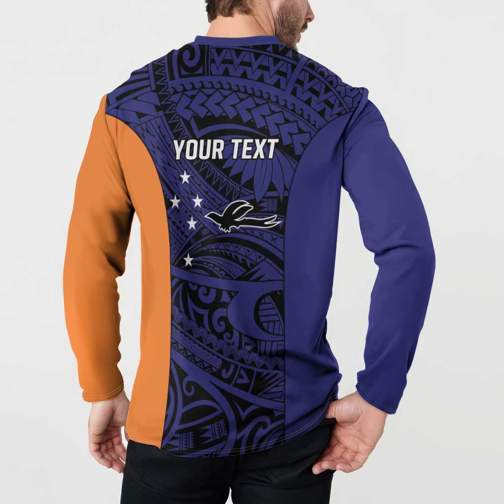 Personalised PNG New Ireland Button Sweatshirt Bird of Paradise Tattoo Flag Motif - Polynesian Pride