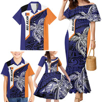 Personalised PNG New Ireland Family Matching Mermaid Dress and Hawaiian Shirt Bird of Paradise Tattoo Flag Motif - Polynesian Pride