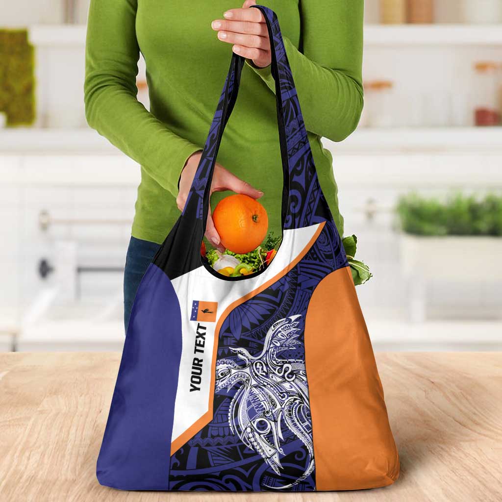 Personalised PNG New Ireland Grocery Bag Bird of Paradise Tattoo Flag Motif - Polynesian Pride