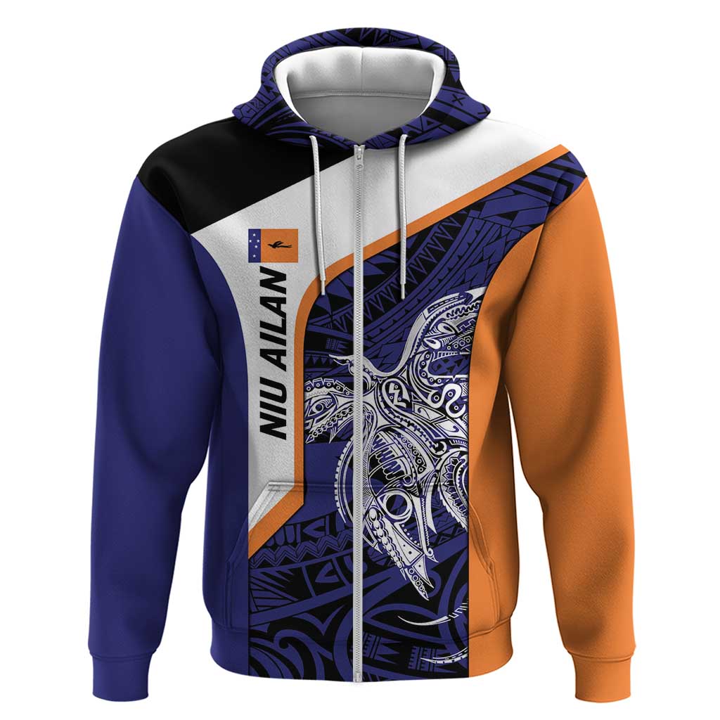 Personalised PNG New Ireland Hoodie Bird of Paradise Tattoo Flag Motif - Polynesian Pride