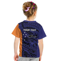 Personalised PNG New Ireland Kid T Shirt Bird of Paradise Tattoo Flag Motif - Polynesian Pride