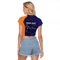 Personalised PNG New Ireland Raglan Cropped T Shirt Bird of Paradise Tattoo Flag Motif - Polynesian Pride