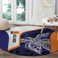 Personalised PNG New Ireland Round Carpet Bird of Paradise Tattoo Flag Motif - Polynesian Pride