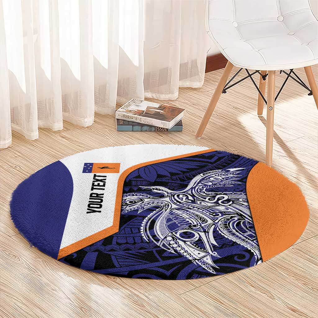 Personalised PNG New Ireland Round Carpet Bird of Paradise Tattoo Flag Motif - Polynesian Pride