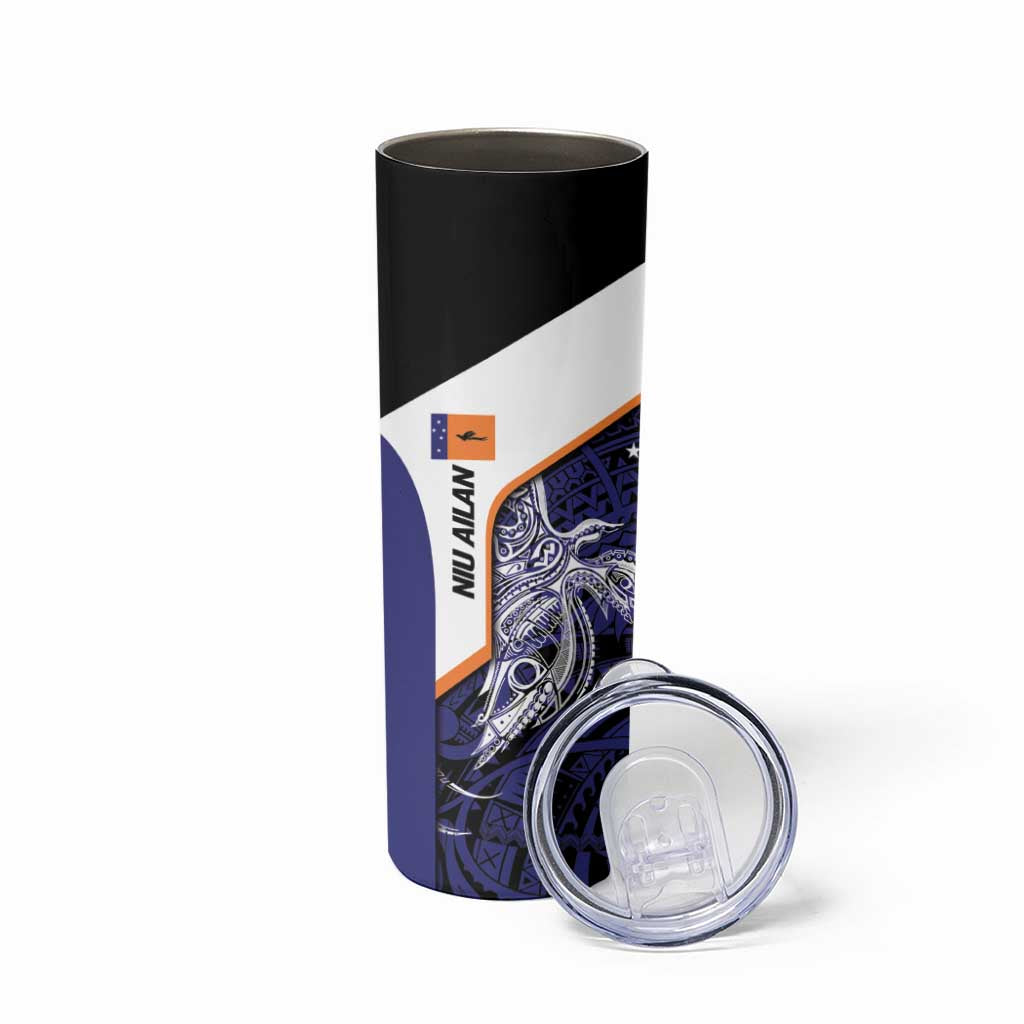 Personalised PNG New Ireland Skinny Tumbler Bird of Paradise Tattoo Flag Motif - Polynesian Pride