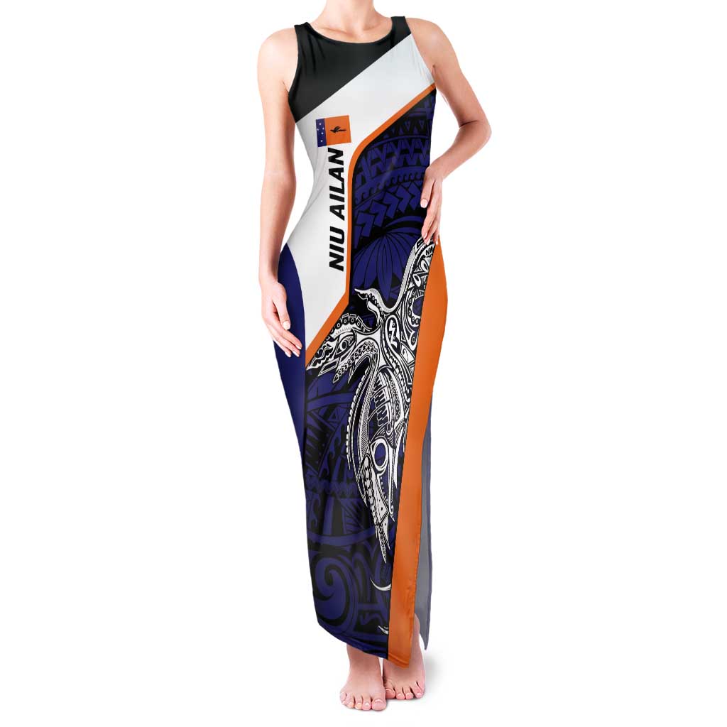 Personalised PNG New Ireland Tank Maxi Dress Bird of Paradise Tattoo Flag Motif - Polynesian Pride