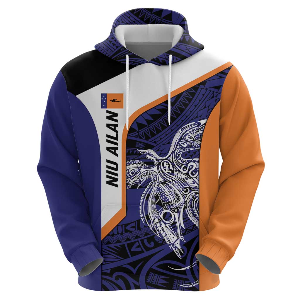 Personalised PNG New Ireland Zip Hoodie Bird of Paradise Tattoo Flag Motif - Polynesian Pride