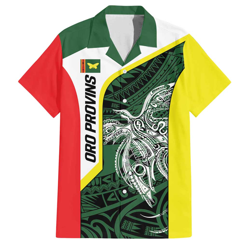 Personalised PNG Oro Province Family Matching Off Shoulder Short Dress and Hawaiian Shirt Bird of Paradise Tattoo Flag Motif - Polynesian Pride