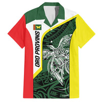 Personalised PNG Oro Province Family Matching Off Shoulder Short Dress and Hawaiian Shirt Bird of Paradise Tattoo Flag Motif - Polynesian Pride